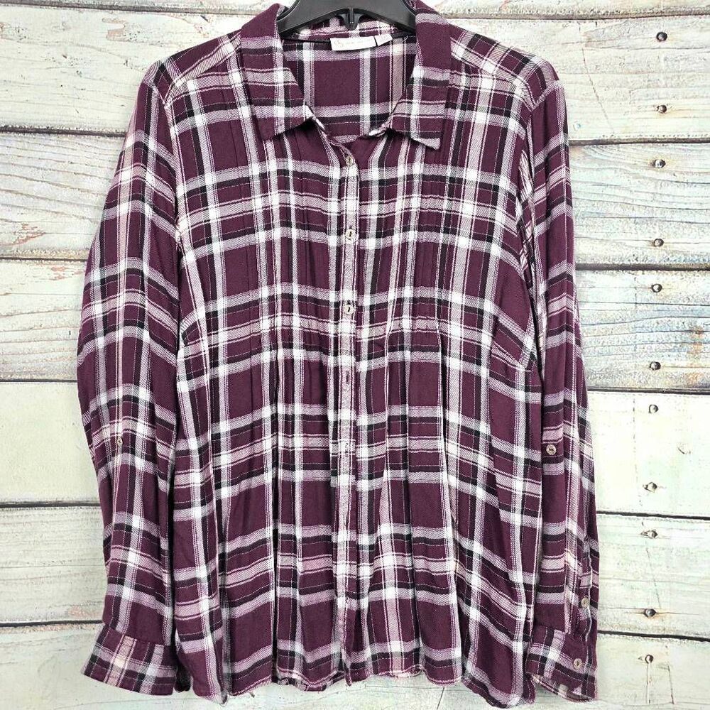 Dressbarn Plaid Button Front Shirt Women’s 2X